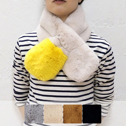 Lune Jumelle Two Tone Faux Fur Scarf Ivory SD826610-17
