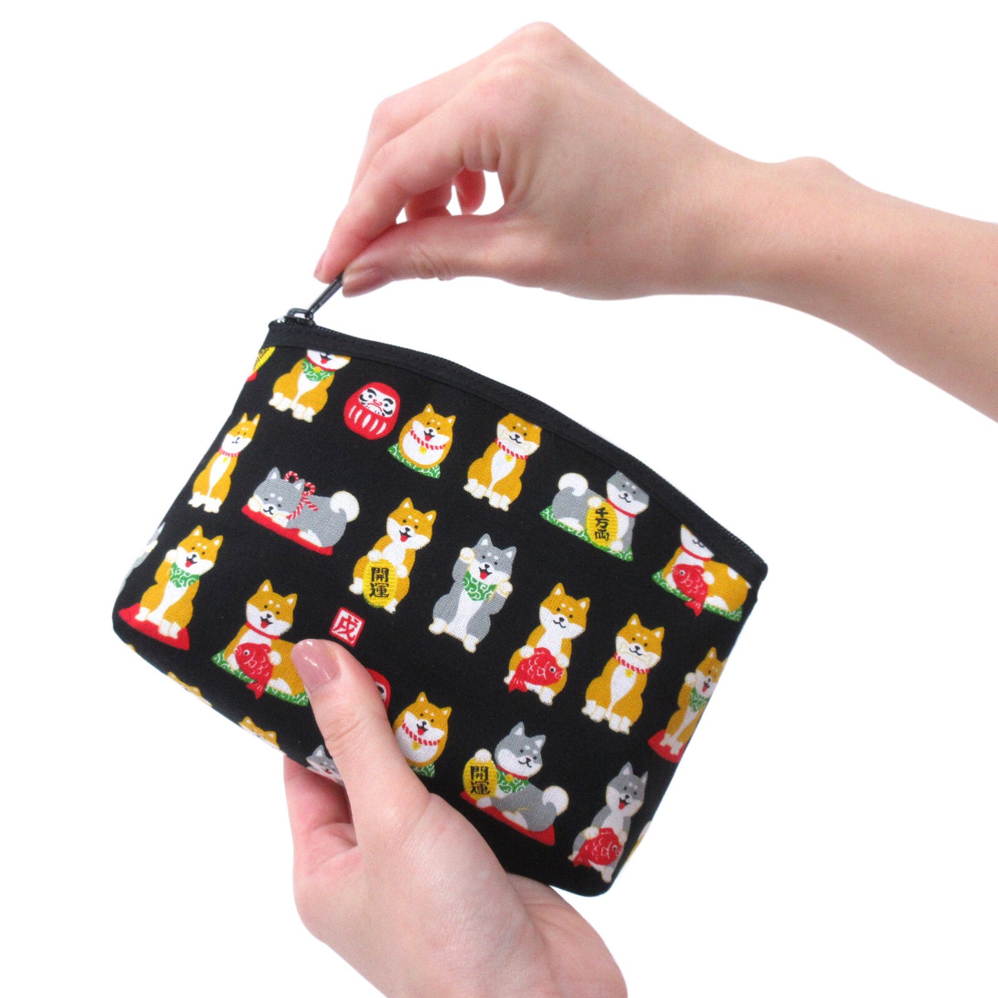 Shiba Inu おさんぽ日和 Zipper Pouch  303-703 White (MADE IN JAPAN)