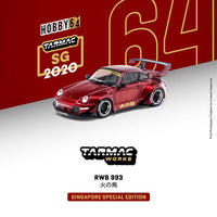 Tarmac Works 1/64 RWB 993 火の鳥 Firebird Singapore Special Edition T64-017-BF