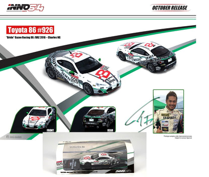 NNO64 1/64 TOYOTA 86 #926 "BRIDE" GAZOO RACING 86/BRZ 2016 Limited 1200pcs Worldwide - Charles Ng Signature Model IN64-GT86-BRI 