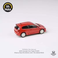 PARA64 1/64 Honda 2001 Civic Type R EP3 Milano Red LHD PA-55343