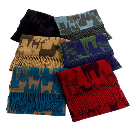 Cat Silhouette Pattern Scarf - Navy WP627533-31