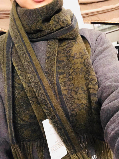 Lune Jumelle Paisley Scarf Green WP728301-82