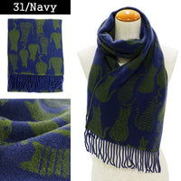 Lune Jumelle Sitting Cat Scarf Navy/Green WP828007-31