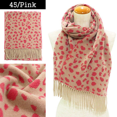 Lune Jumelle Leopard Pattern Scarf Pink WP828009-45