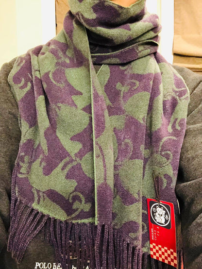 Lune Jumelle Cat Pattern Scarf Purple/Green WP728313-52